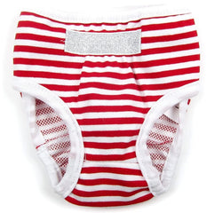 KUTKUT Reusable Pet Cotton Physiological Pant|Red Stripes Pattern Washable Pet Diaper| Adjustable Menstruation Pant for Female Dog Diapers (Red)-Diapers-kutkutstyle