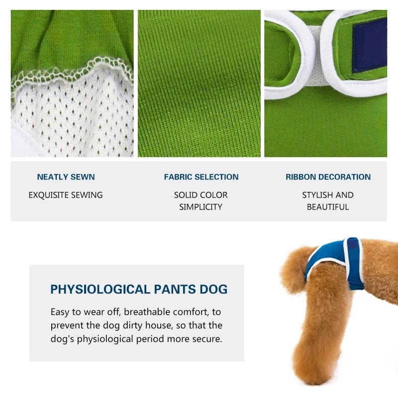 KUTKUT Reusable Pet Cotton Physiological Pant| Washable Sanitary Pet Diaper| Adjustable Menstruation Underwear for Female Dog (Green)-Diapers-kutkutstyle