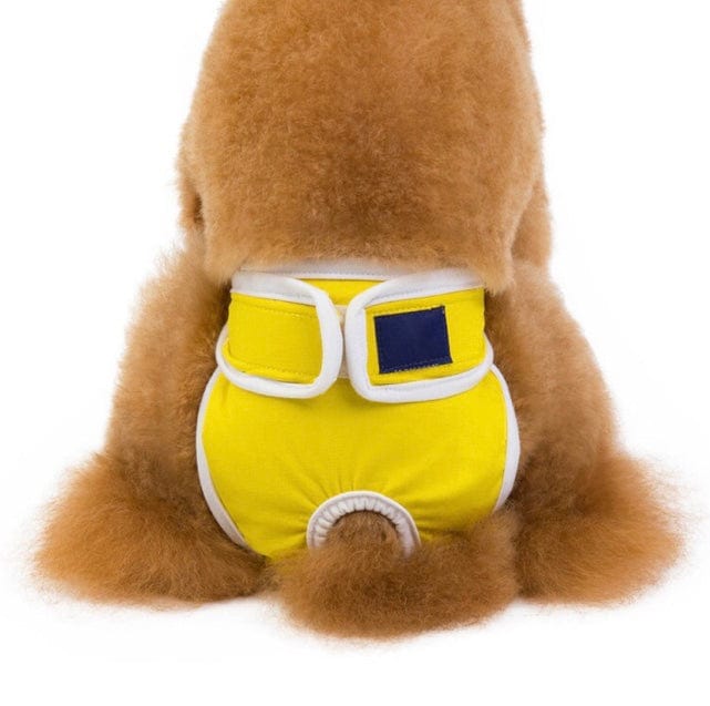 KUTKUT Reusable Pet Cotton Physiological Pant| Washable Sanitary Pet Diaper| Adjustable Menstruation Underwear for Female Dog (Yellow)-Diapers-kutkutstyle
