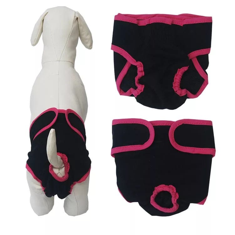 KUTKUT Washable Female Dog Diaper, Reusable Physiological Pant, Super-Absorbent and Comfortable Menstruation Pant for Girl Dog in Period Heat (Black) - kutkutstyle