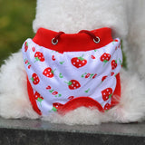 KUTKUT Dog Diapers, Adorable Reusable Washable Fruit Print Dog Female Diapers | Dog Underwear Cover Up Sanitary Panties for Small Medium Female Girl Dogs in Heat Season (Size: XL, Waistline: 