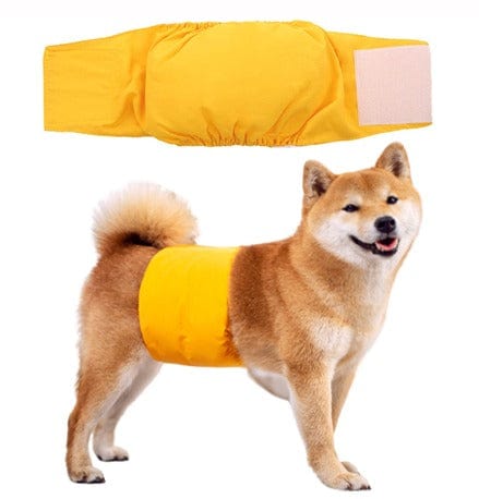 KUTKUT Male Dog Diapers, Reusable Belly Bands for Male Dogs Wraps Highly Absorbent Diapers for Dog, Waterproof Super Absorbent Puppy Wraps Cover Sanitary Nappies Pants (Yellow) - kutkutstyle
