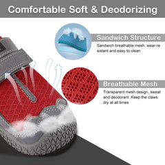 KUTKUT Dog Boots for Hardwood Floor | Breathable Dog Shoes | Dog Booties with Reflective Anti-Slip Sole | Outdoor Paw Protectors with Rubber Soles for Hiking and Running - kutkutstyle