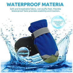 KUTKUT Dog Boots for Small, Medium and Large Dogs | Winter Snow Waterproof Paw Protector |Reflective Straps and Non-Slip Sole Soft & Lightweight Shoes for ShizhTzu, Pug etc - kutkutstyle
