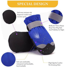 KUTKUT Dog Boots for Small, Medium and Large Dogs | Winter Snow Waterproof Paw Protector |Reflective Straps and Non-Slip Sole Soft & Lightweight Shoes for ShizhTzu, Pug etc - kutkutstyle