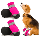 KUTKUT Dog Boots for Small, Medium and Large Dogs | Winter Snow Waterproof Paw Protector | Reflective Straps and Non-Slip Sole Soft & Lightweight Shoes for ShizhTzu, Pug etc. (Pink)-dog shoes-kutkutstyle