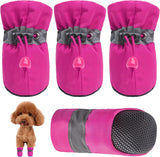 kutkutstyle dog shoes KUTKUT Dog Boots Paw Protector | Pack of 4pcs Anti-Slip Dog Shoes with Reflective Straps for Small Dogs (Pink)