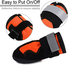 KUTKUT Dog Rain Boots Waterproof Dog Shoes with Reflective Rugged Anti-Slip Sole and Skid-Proof, Dog Shoes for Hot Pavement, Heat Resistant Dog Booties for Medium Large Dogs (Orange) - kutkut
