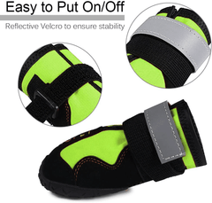 KUTKUT Dog Rain Boots Waterproof Dog Shoes with Reflective Rugged Anti-Slip Sole and Skid-Proof, Dog Shoes for Hot Pavement, Heat Resistant Dog Booties for Medium Large Dogs (Green) - kutkuts