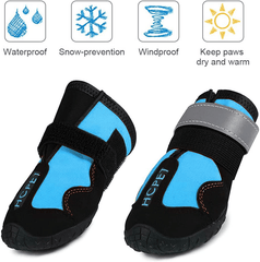KUTKUT Dog Rain Boots Waterproof Dog Shoes with Reflective Rugged Anti-Slip Sole and Skid-Proof, Dog Shoes for Hot Pavement, Heat Resistant Dog Booties for Medium Large Dogs (Blue)… - kutku
