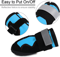 KUTKUT Dog Rain Boots Waterproof Dog Shoes with Reflective Rugged Anti-Slip Sole and Skid-Proof, Dog Shoes for Hot Pavement, Heat Resistant Dog Booties for Medium Large Dogs (Blue)… - kutku