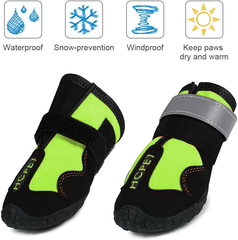 KUTKUT Dog Rain Boots Waterproof Dog Shoes with Reflective Rugged Anti-Slip Sole and Skid-Proof, Dog Shoes for Hot Pavement, Heat Resistant Dog Booties for Medium Large Dogs (Green) - kutkuts