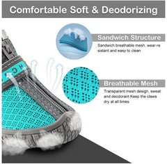 KUTKUT Dog Shoes for Hardwood Floors | Breathable Dog Boots with Anti-Slip Rugged Sole | Summer Dog Booties | Dog Hiking Boots with Reflective & Adjustable Strap Zipper Closure for Small Medi