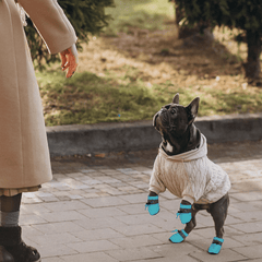 KUTKUT Dog Shoes for Hot Pavement, Dog Paw Protector | Pack of 4pcs Anti-Slip Dog Boots with Reflective Stripe & Comfortable Soft Soled Skid proof Sneakers with Adjustable Drawstring for Smal