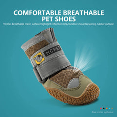 KUTKUT Dustproof Dog Boots for Hardwood Floor | Breathable Dog Shoes | Dog Booties with Reflective Anti-Slip Sole | Outdoor Paw Protectors with Rubber Soles for Hiking and Running Brown - kut