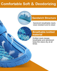 KUTKUT Small Dog Shoes Anti-Slip Dog Boots Paw Protective with Reflective Straps Soft Mesh Breathable Adjustable Puppy Dog Shoes Booties with Zipper for Small & Medium Dogs 4PCS Blue - kutkut