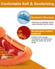 KUTKUT Small Dog Shoes Anti-Slip Dog Boots Paw Protective with Reflective Straps Soft Mesh Breathable Adjustable Puppy Dog Shoes Booties with Zipper for Small & Medium Dogs 4 Pcs Orange - kut