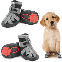 KUTKUT Small Dog Shoes, Breathable Dog Boots with Anti-Slip Rugged Sole, Dog Hiking Boots with Reflective & Adjustable Strap Zipper Closure for Small Medium Dogs 4 Pcs - kutkutstyle