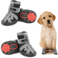 KUTKUT Small Dog Shoes, Breathable Dog Boots with Anti-Slip Rugged Sole, Dog Hiking Boots with Reflective & Adjustable Strap Zipper Closure for Small Medium Dogs 4 Pcs - kutkutstyle
