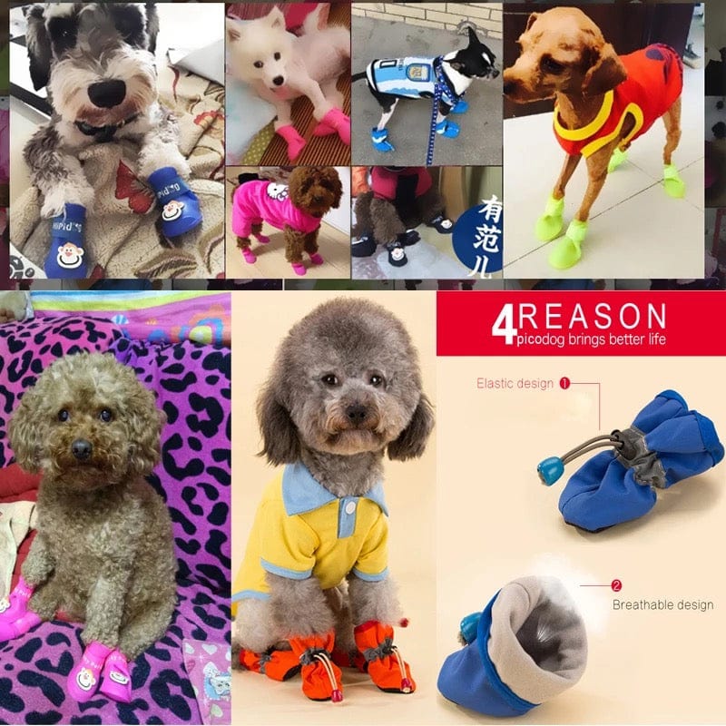 KUTKUT Washable Dog Boots Paw Protector for Hot Pavement Pair Pack of 4pcs Anti-Slip Dog Shoes with Reflective Straps for Small Dogs (Orange)