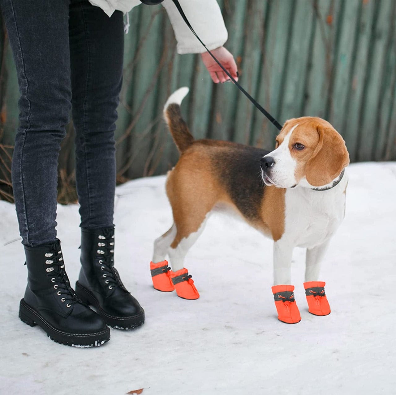 KUTKUT Washable Dog Boots Paw Protector for Hot Pavement | 1 Pair Pack of 4pcs Anti-Slip Dog Shoes with Reflective Straps for Small Dogs (Orange) - kutkutstyle