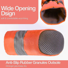 KUTKUT Washable Dog Boots Paw Protector for Hot Pavement | 1 Pair Pack of 4pcs Anti-Slip Dog Shoes with Reflective Straps for Small Dogs (Orange) - kutkutstyle