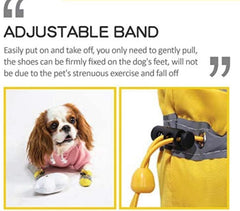 KUTKUT Washable Dog Boots Paw Protector for Hot Pavement | Pack of 4pcs Anti-Slip Dog Shoes with Reflective Straps for Small Breed Dogs (Yellow) - kutkutstyle