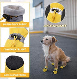 KUTKUT Washable Dog Boots Paw Protector for Hot Pavement | Pack of 4pcs Anti-Slip Dog Shoes with Reflective Straps for Small Breed Dogs (Yellow) - kutkutstyle