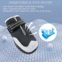 KUTKUT Waterproof Dog Boots for Hot Pavement Dogs Shoes Heat Protection Paw Breathable Non-Slip Rain Shoes Adjustable Reflective Straps for Small Medium Large Dogs 4PCS  Black - kutkutstyle