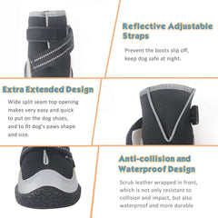 KUTKUT Waterproof Dog Boots for Hot Pavement Dogs Shoes Heat Protection Paw Breathable Non-Slip Rain Shoes Adjustable Reflective Straps for Small Medium Large Dogs 4PCS  Black - kutkutstyle