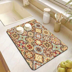 EZYHOME Dish Drying Mat for Kitchen Counter, Heat Resistant Drainer Mats with Non-slip Rubber Backed, Hide Stain Kitchen Super Absorbent Draining Mat, Easy to Clean Dish Rack Pad - kutkutstyl