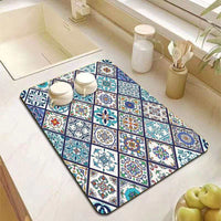 EZYHOME Dish Drying Mat for Kitchen Counter Hide Stain Super Absorbent, Non-Slip, Heat-Resistant, Great for Dishes, Rack Pads, Kitchen Counter, Coffee Maker, Coffee Bar Accessories - kutkutst