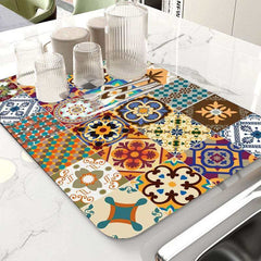 EZYHOME Dish Drying Mats for Kitchen Counter, Coffee Mat Under Sink Mats for Kitchen Waterproof Dish Mat Drying Kitchen Mat Bar Mats for Countertop Coffee Bar Accessories - kutkutstyle
