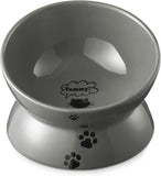 KKUTKUT Ceramic Raised Cat Bowl, Slanted Cat Dish Food or Water Bowls, Elevated Porcelain Pet Feeder Bowl Protect Cat's Spine, Stress Free, Backflow Prevention (Capacity: 150gm) - kutkutstyle