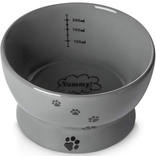 KUTKUT Cat Dog Porcelain Raised Bowl, No Spill Cat Water Food Bowl, Elevated Ceramic Pet Bowls for Protect Pet's Spine, Anti Vomiting Large Capacity Pet Water Bowl,Dishwasher Safe, 300 ml - k