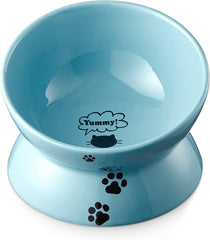 KUTKUT Cat Small Dog Porcelain Raised Food Bowl 6", Elevated Tilted Cat Bowl, Raised Cat Bowls for Adult Cats or Dogs, Ceramic Pet Food Water Dish (Capacity: 150 gm) - kutkutstyle