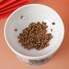 KUTKUT Ceramic Cat Food Bowl Elevated Bowl Protect Pets' spines and Neck | Anti Vomiting Porcelain Stress Free Tilted Bowl for Cats and Small Dogs, Dishwasher and Microwave Safe ( Wide*Height
