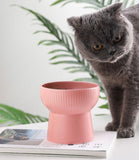 KUTKUT Ceramic Cat Food Or Water Bowl, Raised Cat Feeder Dishes with Stand, Elevated Pet Food Bowl for Cats and Small Dogs, Stress Free Backflow Prevention, Anti Vomiting & Reduce Neck Burden