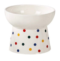 KUTKUT Ceramic Cat Food Or Water Bowl, Raised Small Dog Feeder Dishes with Stand, Elevated Pet Food Bowl for Cats and Small Dogs, Stress Free Backflow Prevention, Anti Vomiting & Reduce Neck 