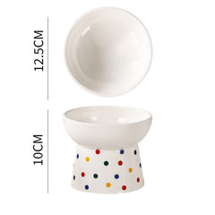 KUTKUT Ceramic Cat Food Or Water Bowl, Raised Small Dog Feeder Dishes with Stand, Elevated Pet Food Bowl for Cats and Small Dogs, Stress Free Backflow Prevention, Anti Vomiting & Reduce Neck 