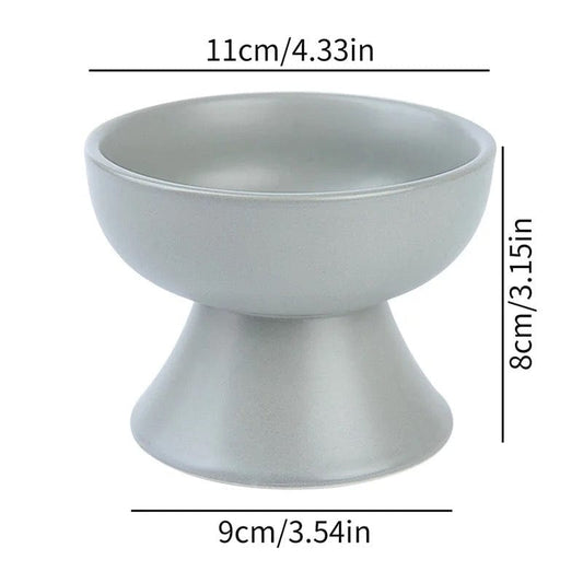 KUTKUT Ceramic Cat & Small Dog Bowls, Elevated Food or Water Bowls, Stress Free, Backflow Prevention, Suitable for Small Pets, Dishwasher and Microwave Safe (Grey) - kutkutstyle