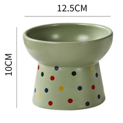KUTKUT Ceramic Cat & Small Dogs Food Or Water Bowl, Raised Cat Feeder Dishes with Stand, Elevated Pet Food Bowl, Stress Free Backflow Prevention, Anti Vomiting & Reduce Neck Burden - kutkutst