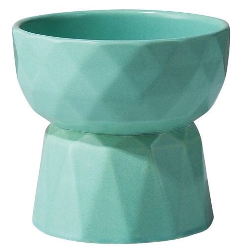KUTKUT Ceramic Eelevated Anti Vomiting Pet Food Bowl (Pack of 1 (Oval Mint Green))-feeding essentials-kutkutstyle