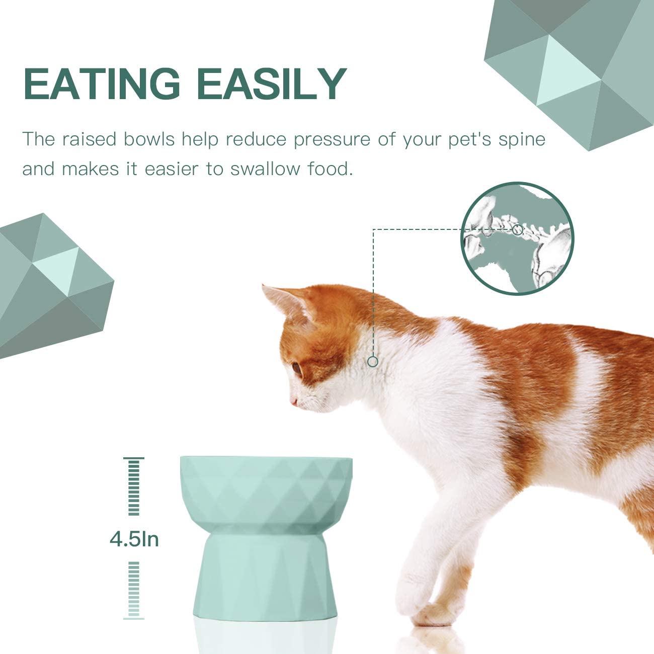 KUTKUT Ceramic Eelevated Anti Vomiting Pet Food Bowl (Pack of 1 (Oval Mint Green))-feeding essentials-kutkutstyle