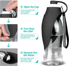 KUTKUT Dog Water Bottle for Outdoor Walking | Pet Water Dispenser Feeder Container Portable with Drinking Cup Bowl Outdoor Hiking, Travel for Puppy, Dogs, Cats (Black, 580 ml) - kutkutstyle
