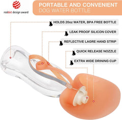 KUTKUT Dog Water Bottle for Walking | Pet Water Dispenser Feeder Container Portable with Drinking Cup Bowl Outdoor Hiking, Travel for Dogs & Cats (580 ml)… - kutkutstyle