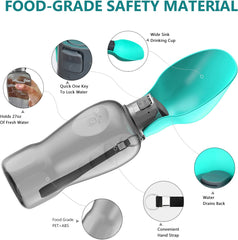KUTKUT Dog Water Bottle, Portable Dog Water Bottle, Dog Water Dispenser with Leak-Proof Design for Dog Walking, Hiking and Traveling BPA-Free Materials (Green 800 ml) - kutkutstyle