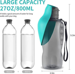 KUTKUT Dog Water Bottle, Portable Dog Water Bottle, Dog Water Dispenser with Leak-Proof Design for Dog Walking, Hiking and Traveling BPA-Free Materials (Green 800 ml) - kutkutstyle
