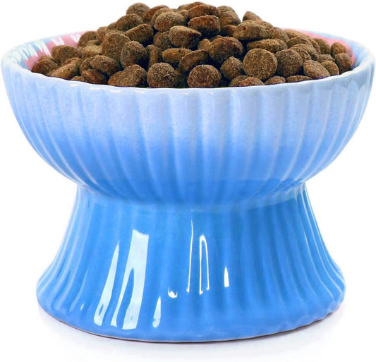 KUTKUT Elavated Pet Bowls, Raised Cat Bowl, Ceramic Food Bowl for Protecting Spine, Backflow Prevention and Anti-Vomiting, Pet Food Bowl for Cats and Small Medium Dogs, Dishwasher Safe… - k