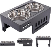 KUTKUT Elevated Dog Bowls 3 Adjustable Heights, Raised Dog Bowl for Large Medium Small Dogs and Pets, Dog Bowl Stand with 2 Stainless Steel Dog Food Bowls, 3 Heights 3"/7.3"/11.2"… - kutkut